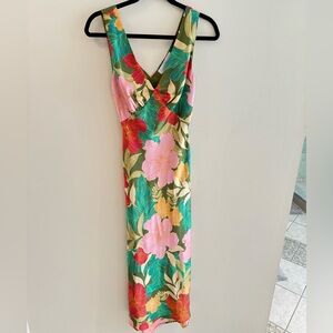 Ibiza Floral Midi V Neck Boutique Dress EUC